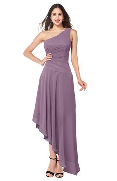 ColsBM Angela Valerian Simple A-line One Shoulder Half Backless Ruching Plus Size Bridesmaid Dresses
