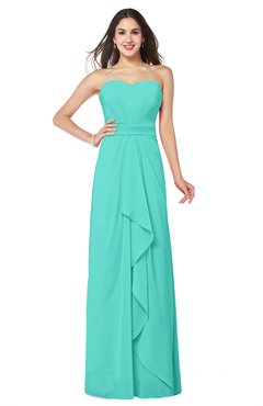 ColsBM Angelina Blue Turquoise Cute A-line Sleeveless Zip up Chiffon Sash Plus Size Bridesmaid Dresses