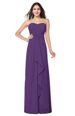 ColsBM Angelina Dark Purple Cute A-line Sleeveless Zip up Chiffon Sash Plus Size Bridesmaid Dresses