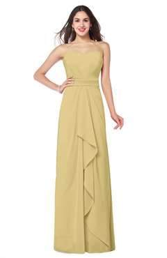 ColsBM Angelina Gold Cute A-line Sleeveless Zip up Chiffon Sash Plus Size Bridesmaid Dresses