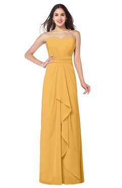 ColsBM Angelina Golden Cream Cute A-line Sleeveless Zip up Chiffon Sash Plus Size Bridesmaid Dresses