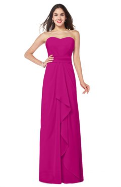 ColsBM Angelina Hot Pink Cute A-line Sleeveless Zip up Chiffon Sash Plus Size Bridesmaid Dresses