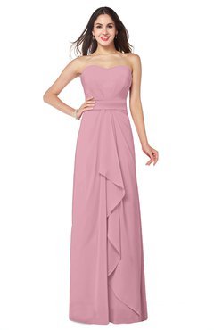 ColsBM Angelina Light Coral Cute A-line Sleeveless Zip up Chiffon Sash Plus Size Bridesmaid Dresses