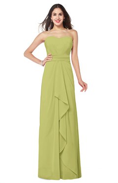 ColsBM Angelina Linden Green Cute A-line Sleeveless Zip up Chiffon Sash Plus Size Bridesmaid Dresses