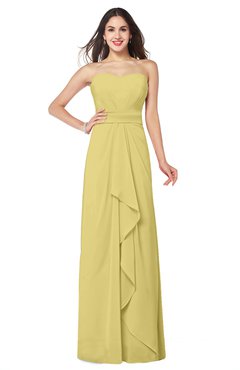 ColsBM Angelina Misted Yellow Cute A-line Sleeveless Zip up Chiffon Sash Plus Size Bridesmaid Dresses