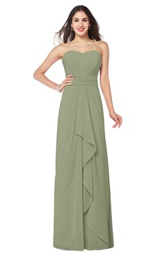 ColsBM Angelina Moss Green Cute A-line Sleeveless Zip up Chiffon Sash Plus Size Bridesmaid Dresses