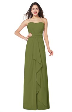 ColsBM Angelina Olive Green Cute A-line Sleeveless Zip up Chiffon Sash Plus Size Bridesmaid Dresses