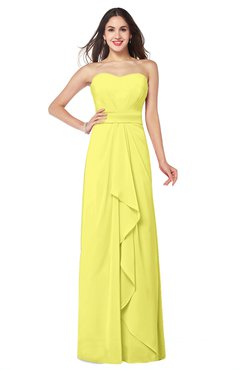 ColsBM Angelina Pale Yellow Cute A-line Sleeveless Zip up Chiffon Sash Plus Size Bridesmaid Dresses