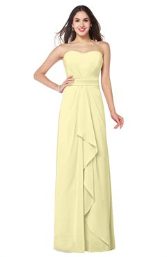 ColsBM Angelina Soft Yellow Cute A-line Sleeveless Zip up Chiffon Sash Plus Size Bridesmaid Dresses