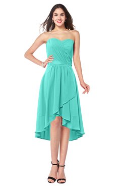 ColsBM Karina Blue Turquoise Elegant A-line Strapless Sleeveless Ruching Plus Size Bridesmaid Dresses