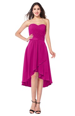 ColsBM Karina Hot Pink Elegant A-line Strapless Sleeveless Ruching Plus Size Bridesmaid Dresses
