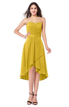 ColsBM Karina Lemon Curry Elegant A-line Strapless Sleeveless Ruching Plus Size Bridesmaid Dresses