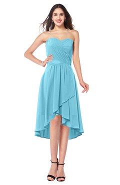 ColsBM Karina Light Blue Elegant A-line Strapless Sleeveless Ruching Plus Size Bridesmaid Dresses