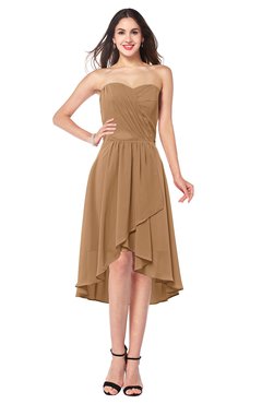 ColsBM Karina Light Brown Elegant A-line Strapless Sleeveless Ruching Plus Size Bridesmaid Dresses