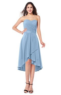 ColsBM Karina Sky Blue Elegant A-line Strapless Sleeveless Ruching Plus Size Bridesmaid Dresses