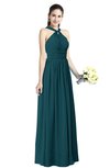 ColsBM Willa Blue Green Simple Halter Criss-cross Straps Chiffon Floor Length Plus Size Bridesmaid Dresses