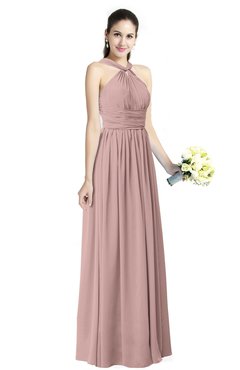 ColsBM Willa Blush Pink Simple Halter Criss-cross Straps Chiffon Floor Length Plus Size Bridesmaid Dresses