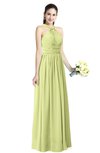 ColsBM Willa Lime Green Simple Halter Criss-cross Straps Chiffon Floor Length Plus Size Bridesmaid Dresses