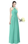 ColsBM Willa Mint Green Simple Halter Criss-cross Straps Chiffon Floor Length Plus Size Bridesmaid Dresses