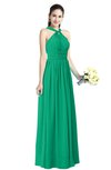 ColsBM Willa Pepper Green Simple Halter Criss-cross Straps Chiffon Floor Length Plus Size Bridesmaid Dresses