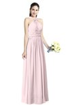 ColsBM Willa Petal Pink Simple Halter Criss-cross Straps Chiffon Floor Length Plus Size Bridesmaid Dresses