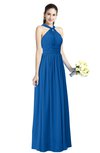 ColsBM Willa Royal Blue Simple Halter Criss-cross Straps Chiffon Floor Length Plus Size Bridesmaid Dresses