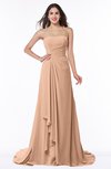 ColsBM Teresa Almost Apricot Traditional A-line Strapless Lace up Chiffon Brush Train Plus Size Bridesmaid Dresses