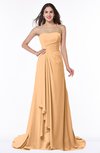 ColsBM Teresa Apricot Traditional A-line Strapless Lace up Chiffon Brush Train Plus Size Bridesmaid Dresses