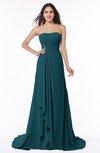 ColsBM Teresa Blue Green Traditional A-line Strapless Lace up Chiffon Brush Train Plus Size Bridesmaid Dresses
