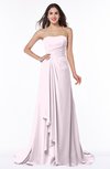 ColsBM Teresa Blush Traditional A-line Strapless Lace up Chiffon Brush Train Plus Size Bridesmaid Dresses