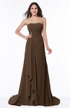 ColsBM Teresa Chocolate Brown Traditional A-line Strapless Lace up Chiffon Brush Train Plus Size Bridesmaid Dresses