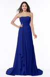 ColsBM Teresa Electric Blue Traditional A-line Strapless Lace up Chiffon Brush Train Plus Size Bridesmaid Dresses