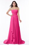 ColsBM Teresa Fandango Pink Traditional A-line Strapless Lace up Chiffon Brush Train Plus Size Bridesmaid Dresses