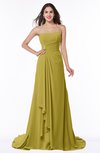 ColsBM Teresa Golden Olive Traditional A-line Strapless Lace up Chiffon Brush Train Plus Size Bridesmaid Dresses