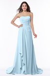 ColsBM Teresa Ice Blue Traditional A-line Strapless Lace up Chiffon Brush Train Plus Size Bridesmaid Dresses