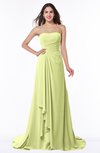 ColsBM Teresa Lime Green Traditional A-line Strapless Lace up Chiffon Brush Train Plus Size Bridesmaid Dresses