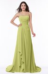 ColsBM Teresa Linden Green Traditional A-line Strapless Lace up Chiffon Brush Train Plus Size Bridesmaid Dresses