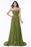 ColsBM Teresa Olive Green Traditional A-line Strapless Lace up Chiffon Brush Train Plus Size Bridesmaid Dresses