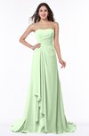 ColsBM Teresa Pale Green Traditional A-line Strapless Lace up Chiffon Brush Train Plus Size Bridesmaid Dresses