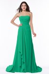 ColsBM Teresa Pepper Green Traditional A-line Strapless Lace up Chiffon Brush Train Plus Size Bridesmaid Dresses