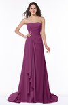 ColsBM Teresa Raspberry Traditional A-line Strapless Lace up Chiffon Brush Train Plus Size Bridesmaid Dresses