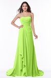 ColsBM Teresa Sharp Green Traditional A-line Strapless Lace up Chiffon Brush Train Plus Size Bridesmaid Dresses