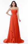 ColsBM Teresa Tangerine Tango Traditional A-line Strapless Lace up Chiffon Brush Train Plus Size Bridesmaid Dresses