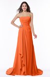ColsBM Teresa Tangerine Traditional A-line Strapless Lace up Chiffon Brush Train Plus Size Bridesmaid Dresses