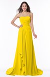 ColsBM Teresa Yellow Traditional A-line Strapless Lace up Chiffon Brush Train Plus Size Bridesmaid Dresses