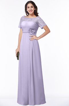ColsBM Amanda Pastel Lilac Traditional Short Sleeve Zip up Chiffon Floor Length Flower Bridesmaid Dresses