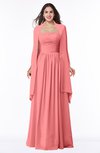 ColsBM Elyse Coral Traditional A-line Sleeveless Zip up Chiffon Floor Length Mother of the Bride Dresses
