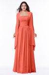 ColsBM Elyse Living Coral Traditional A-line Sleeveless Zip up Chiffon Floor Length Mother of the Bride Dresses