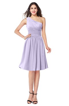 ColsBM Violet Pastel Lilac Sexy Asymmetric Neckline Sleeveless Zip up Chiffon Knee Length Plus Size Bridesmaid Dresses