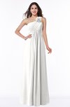 ColsBM Jennifer Cloud White Antique One Shoulder Sleeveless Chiffon Floor Length Ruching Plus Size Bridesmaid Dresses